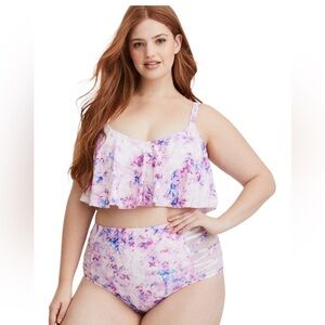 Torrid Wireless Tye Dye Flounce Bikini Swimsuit NWT Size 2 18/20